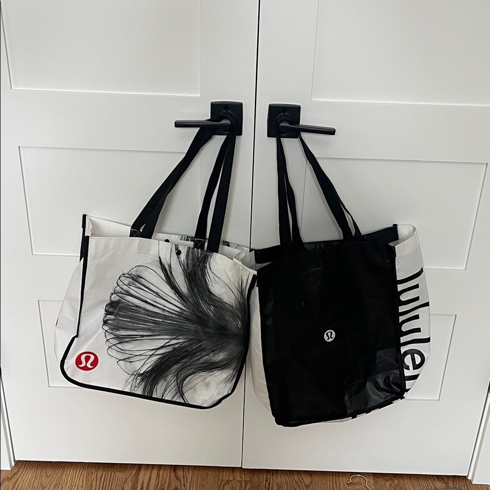Set of 2 - lululemon athletica Black and White Logo Tote